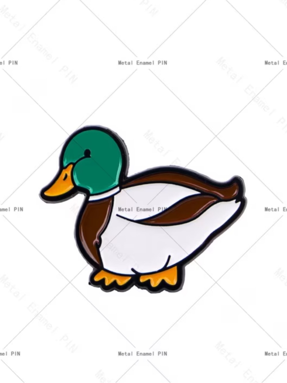 Enamel Mallard Duck Bird Pin – Green, Brown & White
